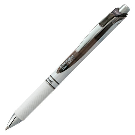 Pentel EnerGel RTX Retractable Liquid Gel Pen .7mm White/Black Barrel Black Ink BL77PWA