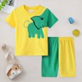 thumbnail image 2 of KPOPLK Toddler Baby Boy Summer Clothes 6 12 18 24 Months 2T Cartoon Print T-Shirt Shorts Sets Casual Truck Excavator Dinosaur Outfits Size 5-6 Years,Green, 2 of 8
