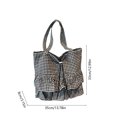 thumbnail image 2 of Tanyzvel Double Tier Gingham Ruffle Drawstring Tote Bag for Women, 2 of 5