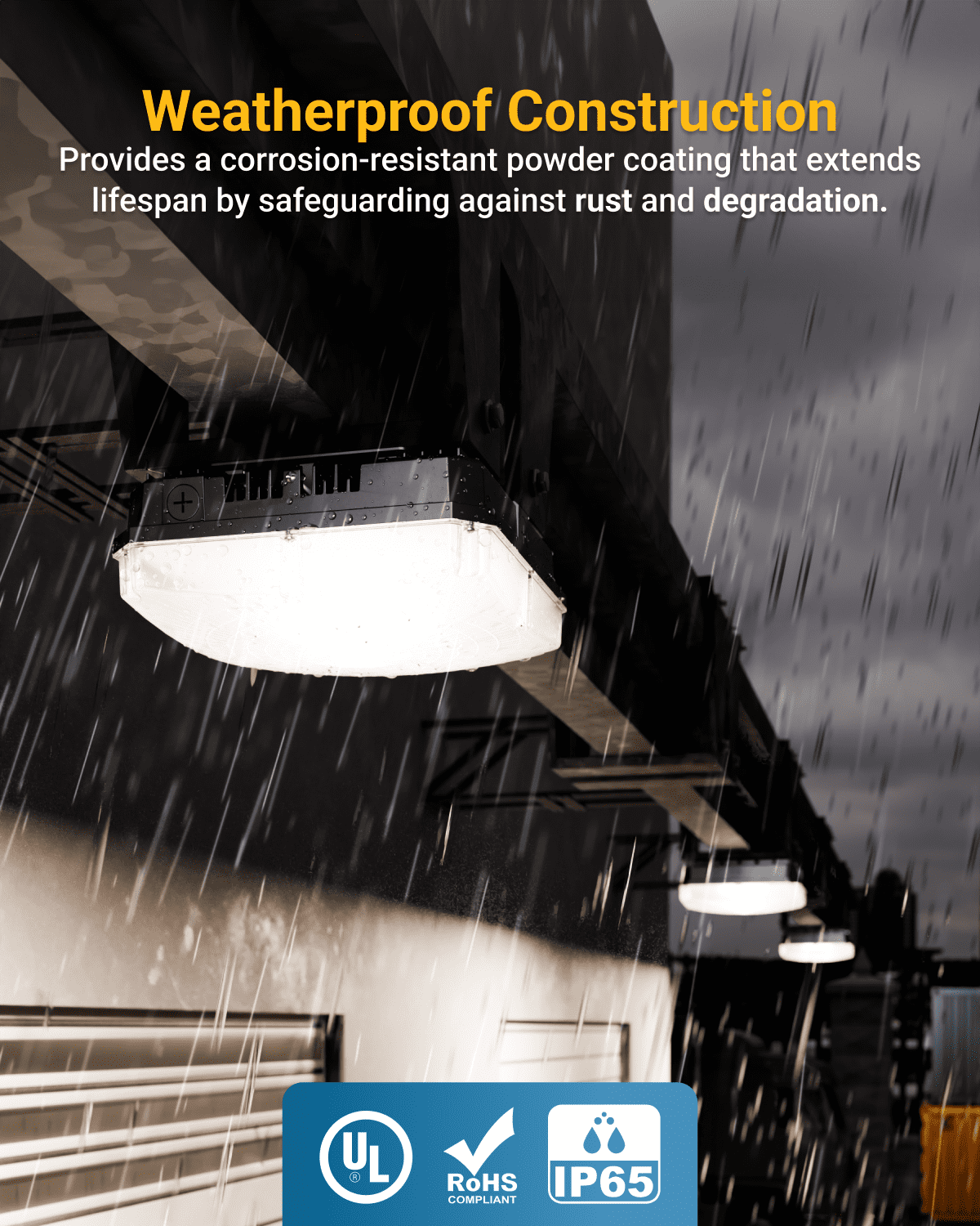 Sunco Outdoor Canopy Lights, LED Square Ceiling Exterior Carport Garage Patio Porch Light, Waterproof IP65, 60W, 8000 Lumens, 5000K Daylight, Dimmable (0-10V) ETL/DLC