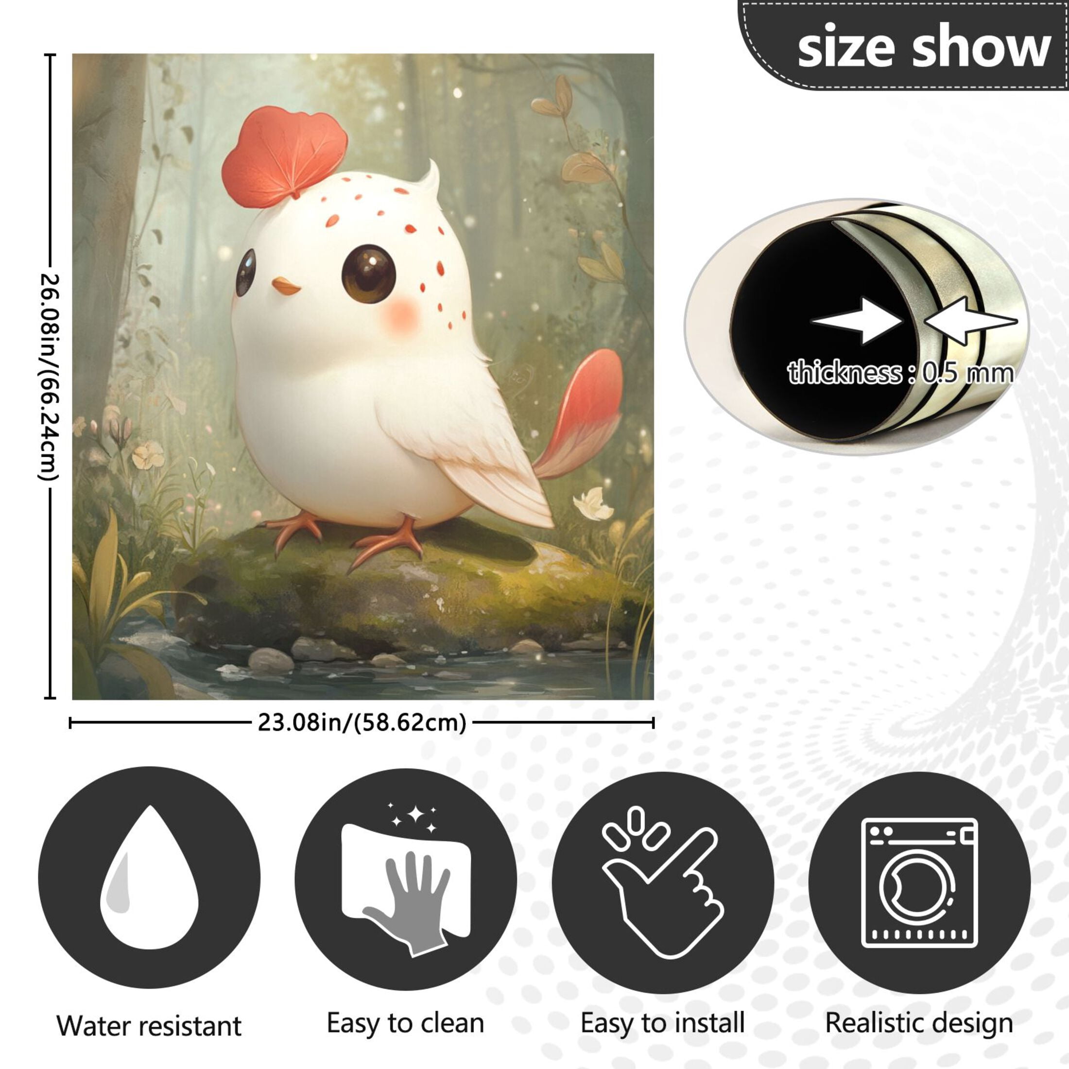 Dishwasher Magnetic Sticker 23x26 Inch Refrigerator Magnetic Sticker Washing Machine Magnetic Sticker Kitchen Panel Magnetic Sticker Home Decor Super Cute White Bird