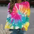 thumbnail image 2 of Womens Tops Casual Long Sleeve Tie Dye Pullover T-Shirts Crewneck Tee Loose Fashion Blouses (S, Multicolor), 2 of 4