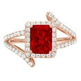 thumbnail image 3 of 1.935 ct Emerald Cut Natural Garnet Solitaire with Simulated Diamond Accents 14K Rose Gold Womens Engagement Ring, 3 of 6
