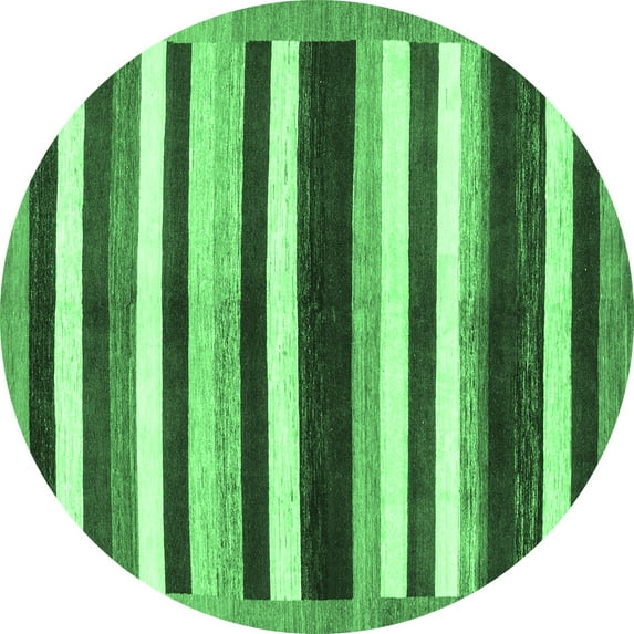 Ahgly Company Indoor Round Abstract Emerald Green Modern Area Rugs, 6' Round