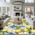 thumbnail image 4 of Botanical Lemon Large Area Rugs for Bedroom Living Room, Soft Non Slip Carpet Bedside Rug, Spring Countryside Floral Blue Tile Rectangular Floor Cover Kitchen Accent Rug 5'x7' for Dining Room/Office, 4 of 9