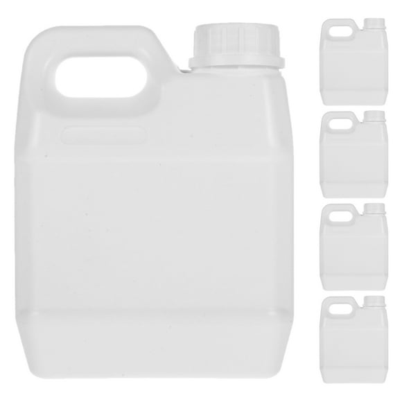 5 recipientes de plástico de un galón con tapa, botellas de 1 l para almacenar agua, aceite y productos químicos, jarras de agua para acampar y uso al aire libre