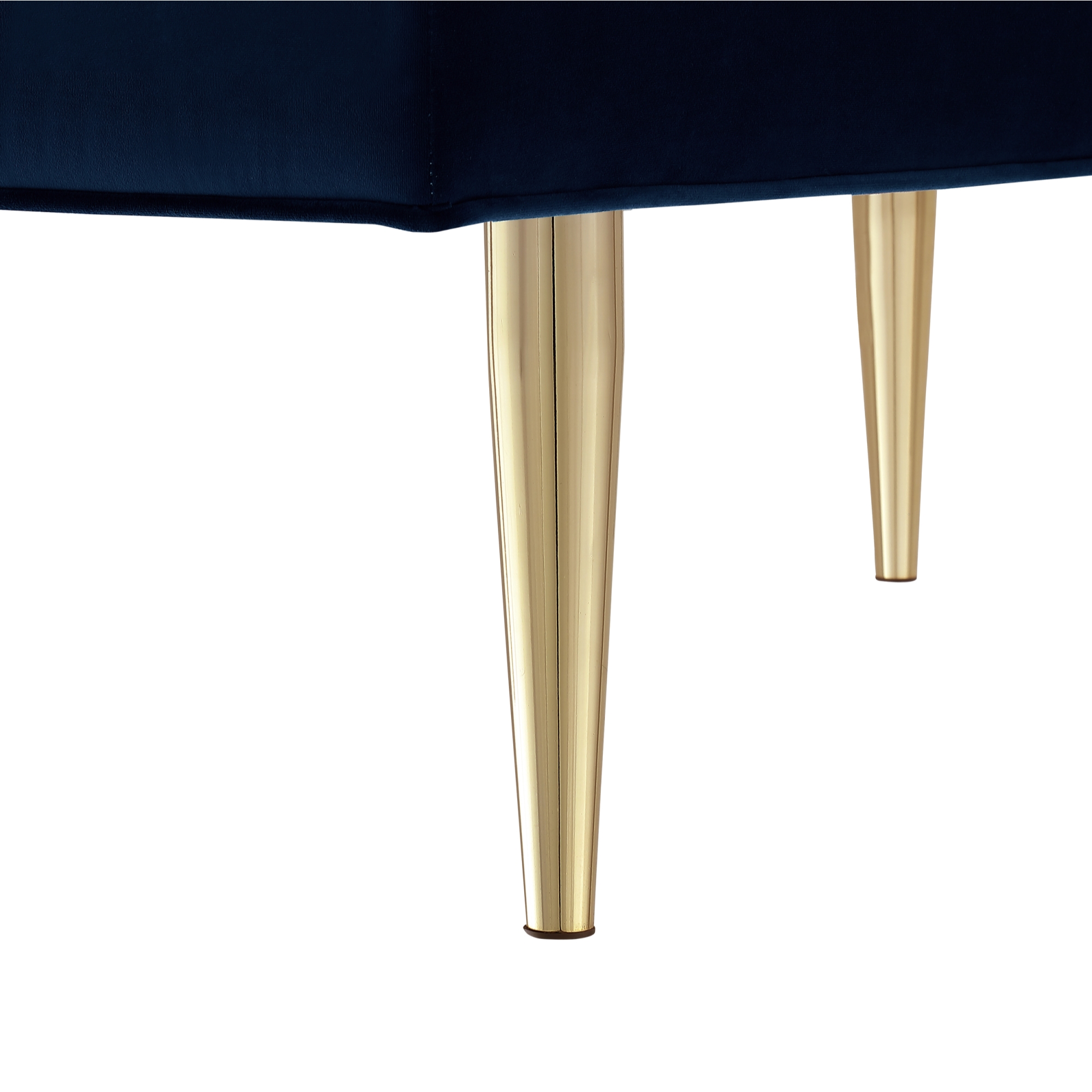 Nicole Miller Merrick Velvet Upholstered Bench Channel Tufted Mirrorred, Navy/Gold
