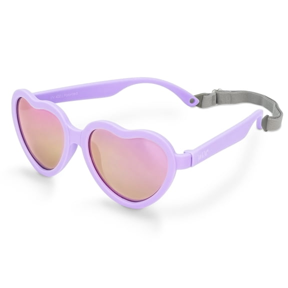 JAN & JUL Kids Polarized Heart Sunglasses, UV400, Flexible (M: 2-6 Years, Lavender Aurora)