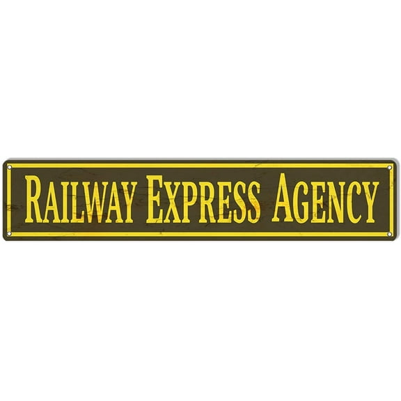 Tin Sign Railway Express Agency Vintage Chic Art Decoration Poster for Store Bar Home Cafe Farm Garage Cabin or Club 16" X 4"