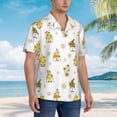 thumbnail image 3 of Vsdgher Gnome With Sunflower Print Men's Hawaiian Shirts Button Down Tropical Holiday Beach Shirts Vacation Clothes,, 3 of 7