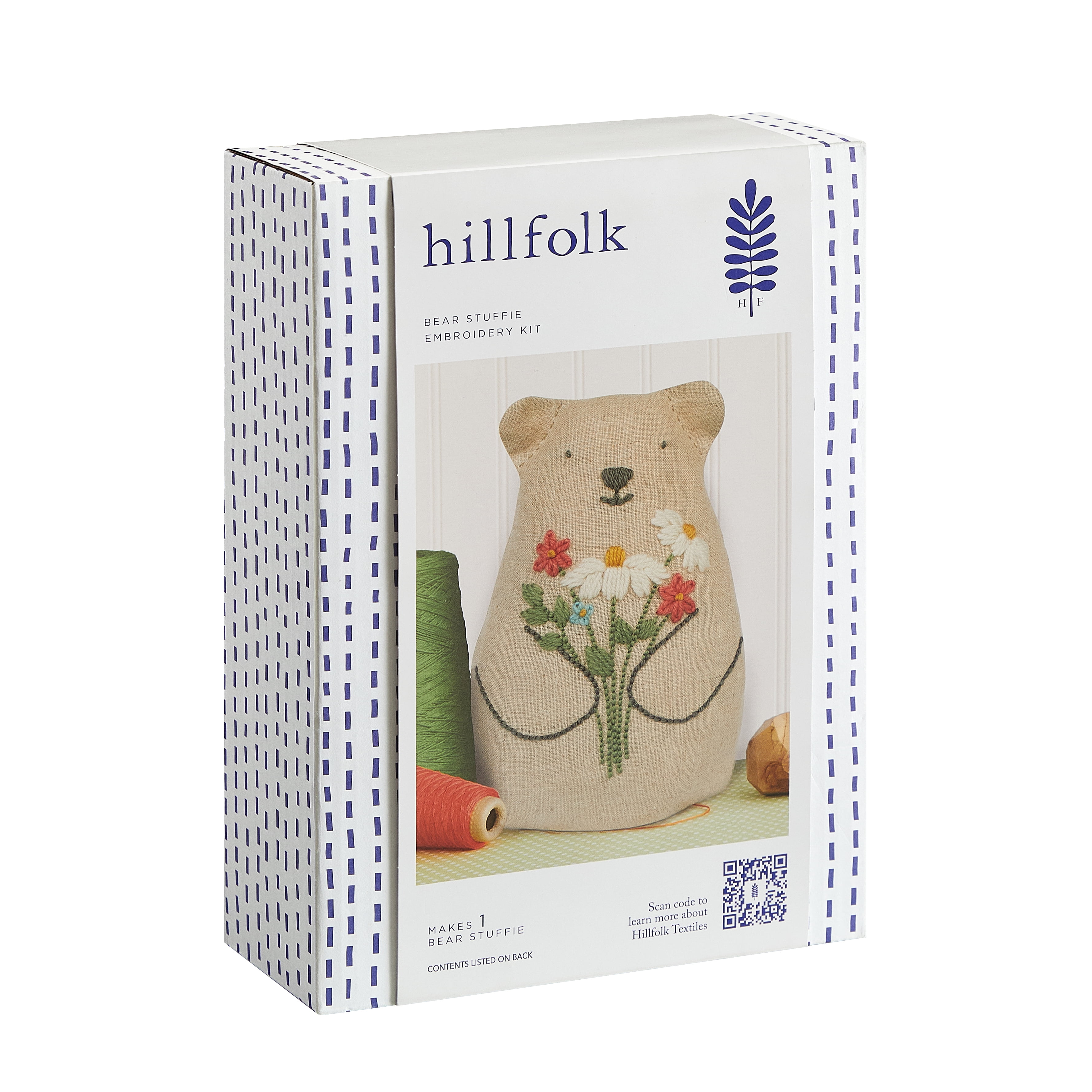 Hillfolk Brown Bear Embroidery Art & Craft Kit with High-Quality Fabric