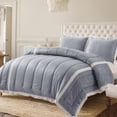 thumbnail image 4 of Kasentex  Velvet Plush Fleece Micromink Soft Down Alternative Comforter Set with Stripe Design Soft Bedding Grey Twin 2 Piece, 4 of 5