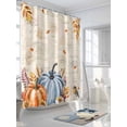thumbnail image 3 of Fall Shower Curtain Blue Pumpkin Leaves Shower Curtains for Bathroom Thanksgiving Decor, Waterproof Polyester Shower Curtain Set with Hooks, Standard Size 72" x 72" Orange Pumpkin Bird Vintage, 3 of 6