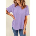 thumbnail image 4 of Chic Wisteria Solid Color T-Shirt with Round Neck for Everyday Comfort - [ZhiHiMeRi] | (US 12-14)L, 4 of 6