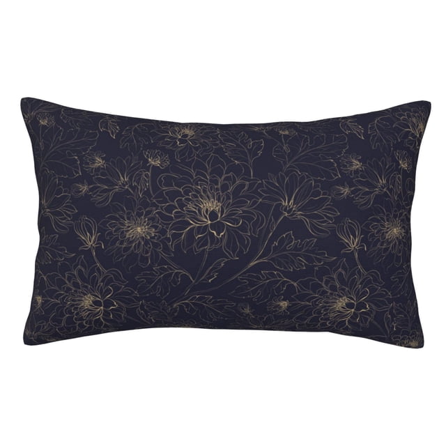 Balery Copper-Gold Gloss Outline Chrysanthemum Funda de Cojín Estampada, Regalos para Mujeres, Regalos de Amor para Ella, Regalos para Novia o Esposa, Funda de Almohada-14"x20"