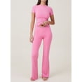 thumbnail image 2 of SUNSIOM Ensemble d'Été 2 Pcs pour Femmes Manches Courtes Col Rond + Pantalon Évasé Mode Urbaine, 2 of 6