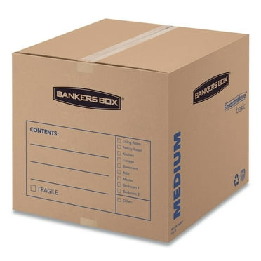 Bankers Box 7713901 SmoothMove Basic 18 in. x 18 in. x 16 in. Moving Boxes - Medium, Brown/Blue (20/Carton)
