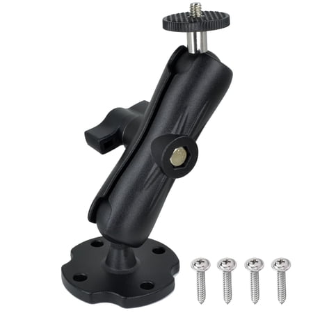 Heavy-duty Camera Wall/desktop Mount With 1/4 -20 Thread Aluminum Alloy Arm Dual Ball Heads 1-inch Tpu Free Rotation Compatible Dslr Cctv Ram B System