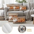 thumbnail image 6 of Orange Pumpkin Outdoor Waterproof Pillow Covers, Thanksgiving Fall Leaves Botanical Wood Decorative Square Throw Pillowcase Sofa Cushion Sham for Patio/Couch/Chair, 26"x26" 2 Pack, 6 of 8