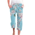 thumbnail image 2 of ICHUANYI Clearance Women's Casual Solid Elastic Waist Loose Long Pants With Pocket Capris(Blue, M) ICHUANYI WER2023081014354, 2 of 5