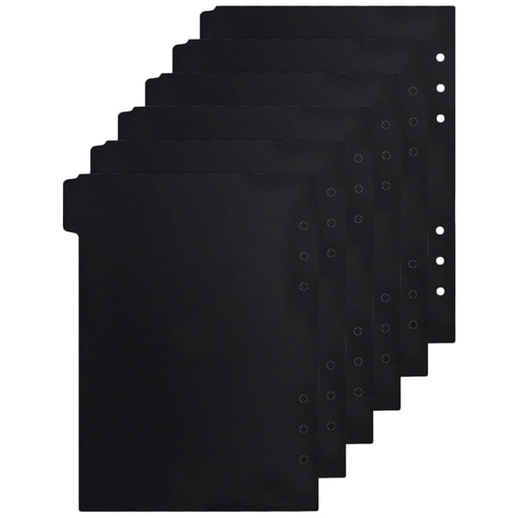 OFFIGAM 6-Pack Black Plastic Notebook Tab Dividers for Binder, Report, Journal, and Document Organization