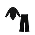 thumbnail image 4 of TSSOE Boys Latin Salsa Modern Dance Costume Kids Long Sleeve Leotard Shirts with Pants for Professional Jazz Dancewear Black 10, 4 of 5