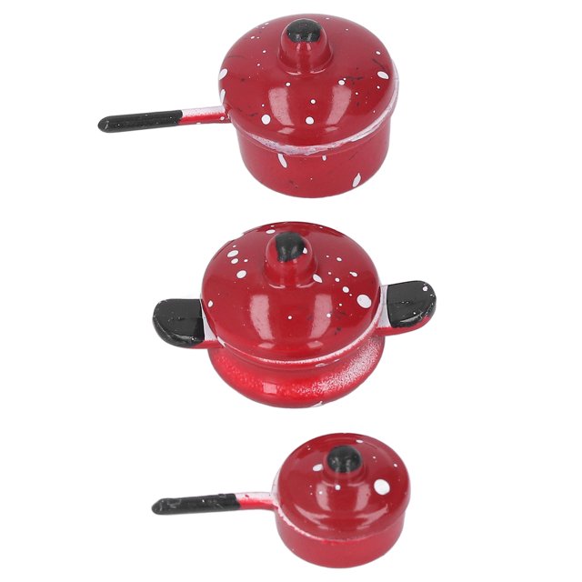 Dollhouse Mini Pots, 3Pcs Wear Resistant Dollhouse Miniature Metal Pots Pans Exquisite Details With Lid For Gifts Universal Otros