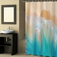 thumbnail image 2 of Fabric Shower Curtain, Abstract Summer Green Ocean Beach Wave Shower Curtains with 12 Hooks Waterproof Machine Washable Bath Curtains for Bathroom,72 x 96in, 2 of 6