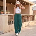 thumbnail image 6 of Nestiefly Womens Wide Leg Sweatpants Baggy Casual Drawstring High Waisted Lounge Athletic Sweat Track Pants with Pockets Dark Green 2XL, 6 of 8