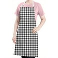 thumbnail image 5 of Black White Gingham Checkered Pattern Apron-Garden Aprons for Women with Pockets-Cotton Linen Waterproof Kitchen Cooking Gardening Aprons Adjustable for Kitchen,Cooking,BBQ and Salon 33x27 Inch, 5 of 7