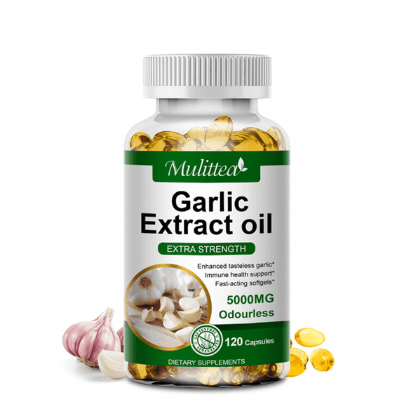 Organic Garlic Capsules 5000mg,Supports Heart & Immune Health, 120 Capsules