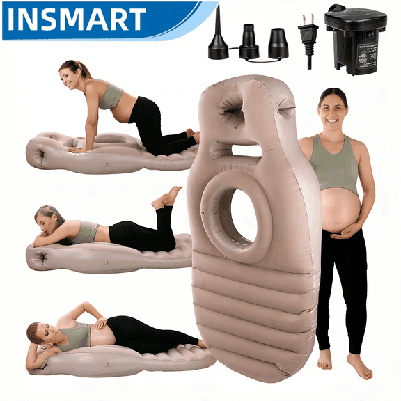 INSMART Inflatable Pregnancy Pillow, Maternity Body Pillow for Pregnant Women, Prone Sleeping Support with Electric Air Pump, Comfort Belly Pillow for Home and Travel Use