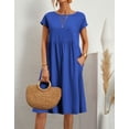 thumbnail image 2 of Alsol Lamesa Women's Plus Size T-Shirt Dress Pleated Casual Loose Summer Shirt Dress for Female, 2 of 3