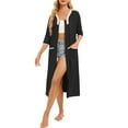 thumbnail image 3 of Robes for Women: Syphoria Lightweight Summer Womens Robes, Zip Up Front 3/4 Sleeves Lightweight Housecoat with Pockets, 3 of 5