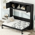thumbnail image 3 of Euroco Full Size Murphy Bed with Cabinet, Storage Wall Bed for Guest Room, Black, 3 of 16