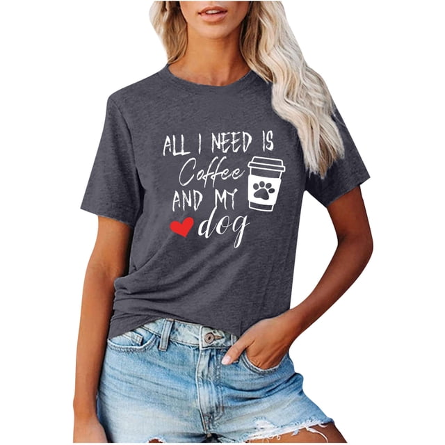 Hauts à Manches Courtes pour Femmes T-Shirt Décontracté à Col Rond Imprimé Ample Blouse Aguichant pour Femmes