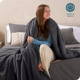 thumbnail image 4 of Bare Home Faux Shearling Blanket - Dual Layer - Fluffy & Soft - Lightweight - Full/Queen, Forged Iron Gray, 4 of 7
