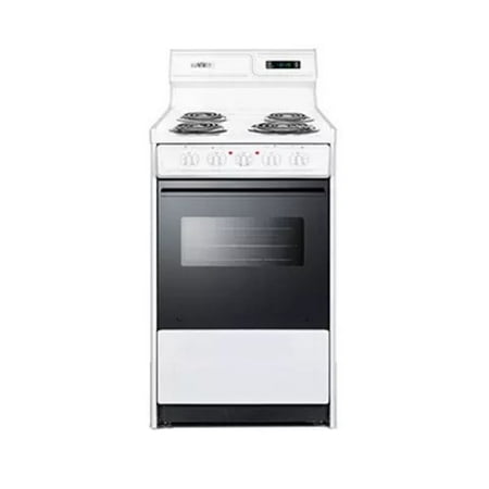 Summit EM130DK 20" Freestanding Electric Range with Oven Window, Clock with Timer, and Deluxe 8" Backguard