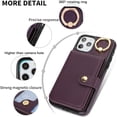 thumbnail image 3 of Allytechgroup iPhone 11 Pro Max Wallet Case, Ring Holder Stand Cards Slots Shockproof Retro Flip Back Cover Phone Case for Apple iPhone 11 Pro Max, Purple, 3 of 6