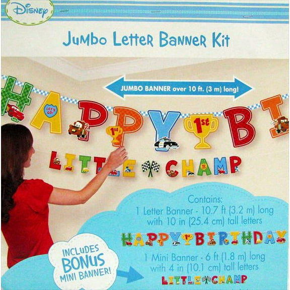 Cars 1st Birthday Jumbo Letter Banner Kit (1ct)
