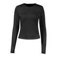 thumbnail image 4 of Luxalzxs Womens Fall Winter Long Sleeve Stretch Slim Round Neck Solid Color Basic Shirts Tops Blouses, 4 of 5