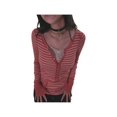 thumbnail image 5 of Women Striped Button‑Up Henley Long‑Sleeve Tops, Loose‑Fit Casual Tunic Blouse Shirts, 5 of 10