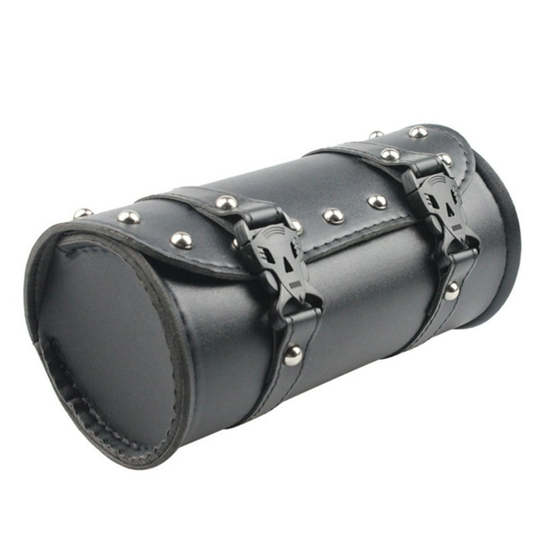 Durable Motorcycle Leather Front Bag Black Tool Bag High