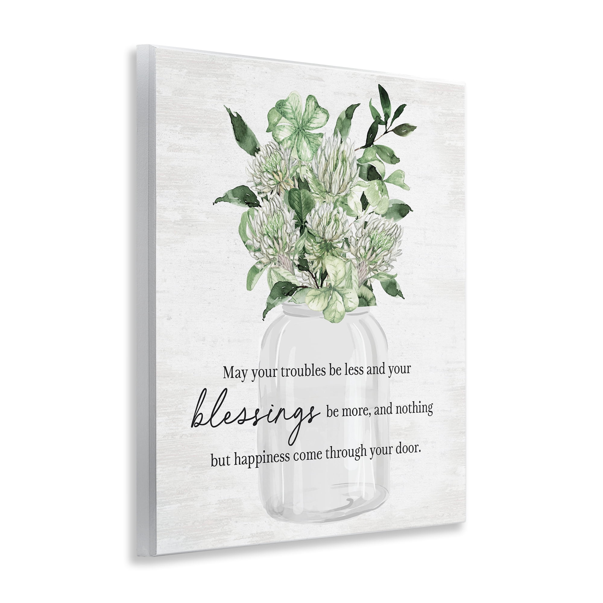 Stupell Industries Lucky Clover Blessing Botanical & Floral Painting Unframed Art Print Wall Art, 11 x 14