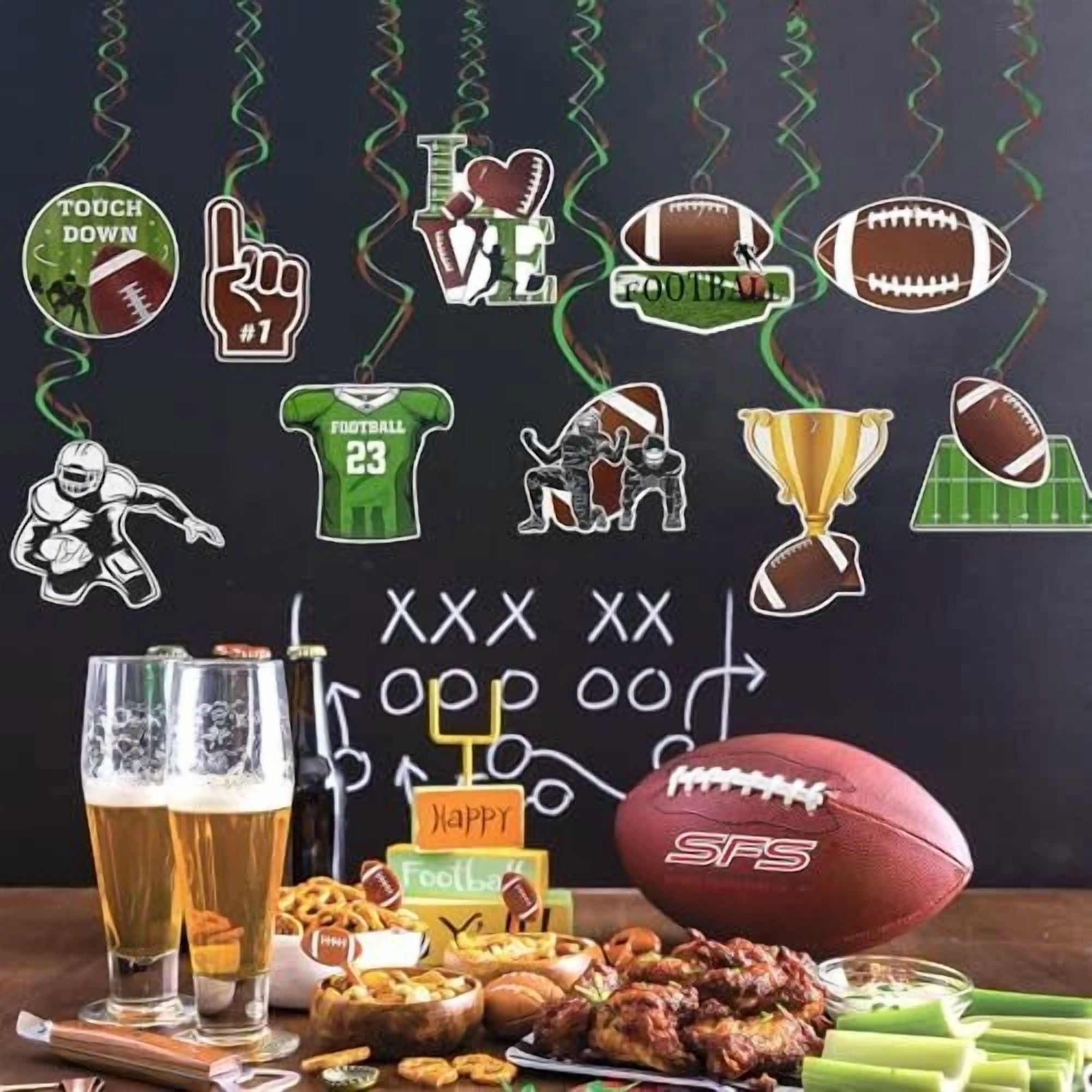BUTTERFLY- Football Party Decorations, 20 Pcs Football Hanging Swirl Decorations With