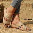 thumbnail image 6 of Hopeusnice Wedges Shoes for Women Soft Non-Slip Breathable Trendy Open Toe Sandals Women's Wedges Shoes Thick-Soled Wedge Heel Pu Summer Shoes Moisture-Wicking Walking Shoes Beige 40, 6 of 9