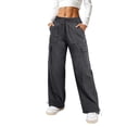 thumbnail image 2 of Women's Wide Leg Sweatpants Drawstring Waist Baggy Cargo Pants Casual Elastic Waisted Trousers with Pockets Gray 2XL, 2 of 5