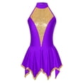 thumbnail image 3 of vastwit Womens Sequins Halter Figure Skating Dress Sleeveless Latin Salsa Dance Dress Performance Purple XL, 3 of 7