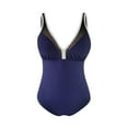 thumbnail image 5 of Ketyyh-chn99 Maillot de Bain pour Femmes Robe de Bain pour Femmes Contrôle du Ventre Maillot de Bain une Pièce Uni Côtelé Maillot de Bain Col Rond Bleu,L, 5 of 5