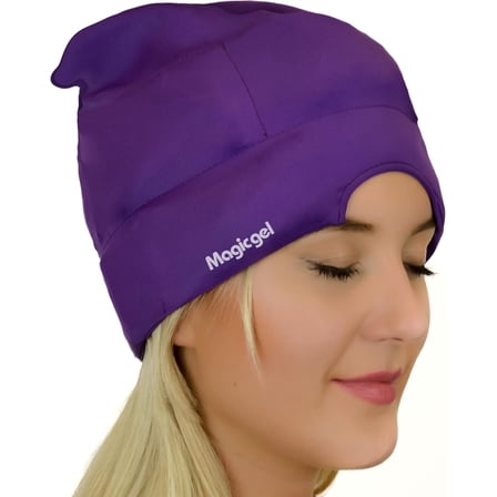 Magic Gel Cold Therapy Head Wrap | Reusable Cooling Cap for Headache & Migraine Comfort – Purple
